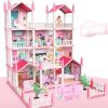 3D DIY Dream Princess Castle Villa Assembly Doll House Set Toy Girl Family Toy Children's Music Doll House Assembly Villa House