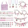 66Pcs Charm Bracelet Neckalce DIY Jewelry Making Kit For Girls, With Beads, Pendants, Snake Chains, Rope, Crafts Gifts Set Teena