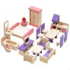 Wooden Dollhouses Furniture Model Set Pretend Play Dollhouses Accessories for Kids